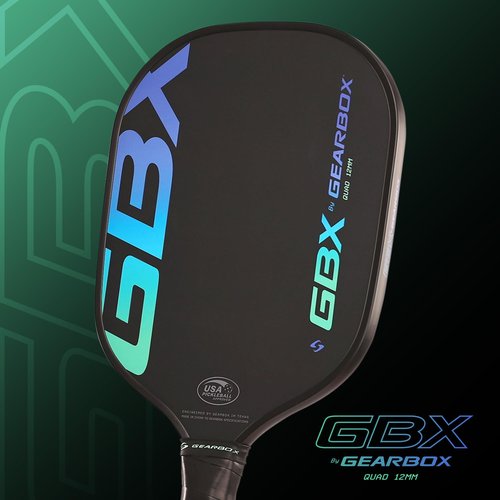 Gearbox GBX Quad 12mm Pickleball Paddle – Fiberglass Face, Textured Surface, PU Molded Handle – Lightweight, Forgiving, High Spin Control – Ideal for Beginner & Intermediate Players