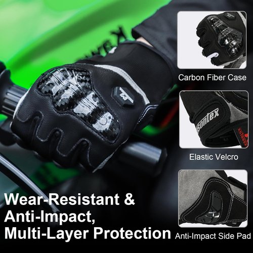 Masontex M30 Motorcycle Gloves for Men - Breathable Carbon Fiber, Touchscreen, Anti-Slip Palm