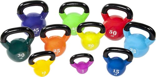 Fitvids Kettlebell - All-Purpose Vinyl Coated Design | Adjustable Weight 5-50 Pounds