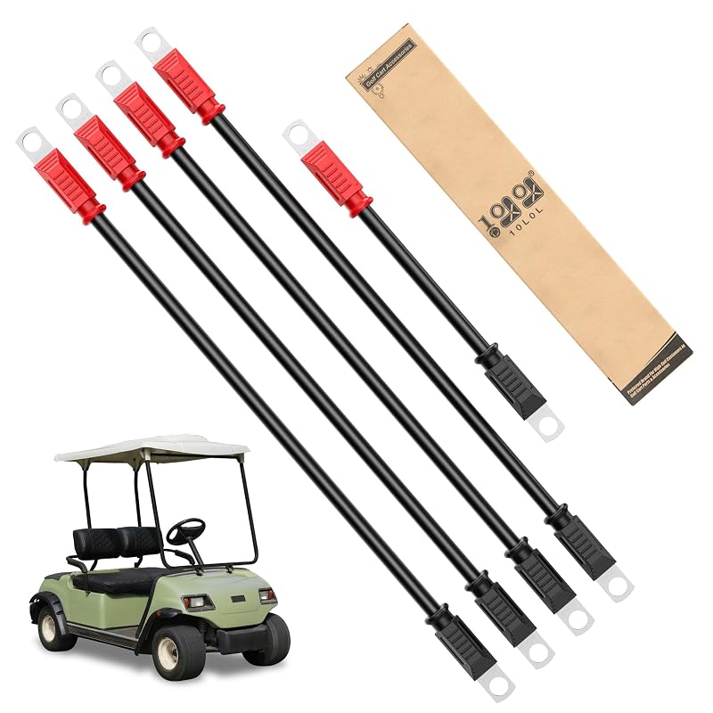 10L0L 48V Yamaha G22 Golf Cart Battery Cable Set — 4-Gauge, 5 Pieces, Pure Copper Lugs (Variation A)