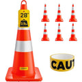 CAMMOO Traffic Cones - 28 Inch MUTCD-Compliant Orange Safety Cones with Reflective Collar & Caution Tape