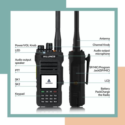 Retevis Ailunce HA1G GMRS Handheld Radio, Chirp, GMRS Radio with IP67 Speaker Mic, Waterproof, NOAA, 2800mAh USB-C Rechargeable, Repeater Compatible Two Way Radio for Blizzard, Survival, Emergency