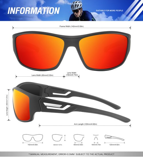 KALIYADI Sunglasses-Men Polarized Sports Sun-glasses: Mens Sun glasses Polarized UV400 Protection Running Cycling Outdoor