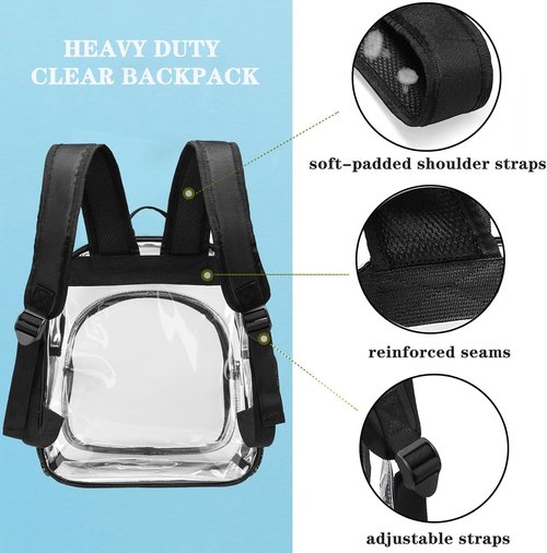 Clear Backpack - Stadium Approved 12x12x6 | Ideal for Concerts, Work, Festivals & Security
