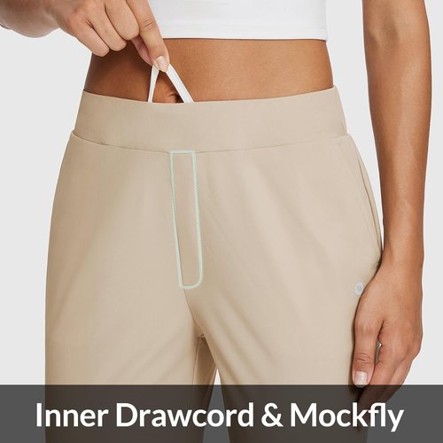Baleaf Women's Travel Pants - Lightweight Stretch with Zipper Pockets | Petite Ankle Design for Business Casual