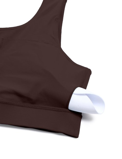 CRZ YOGA Butterluxe One Shoulder Sports Bras for Women - Sleeveless One Strap Low Impact Asymmetrical Workout Yoga Tops Hot Fudge Brown Medium