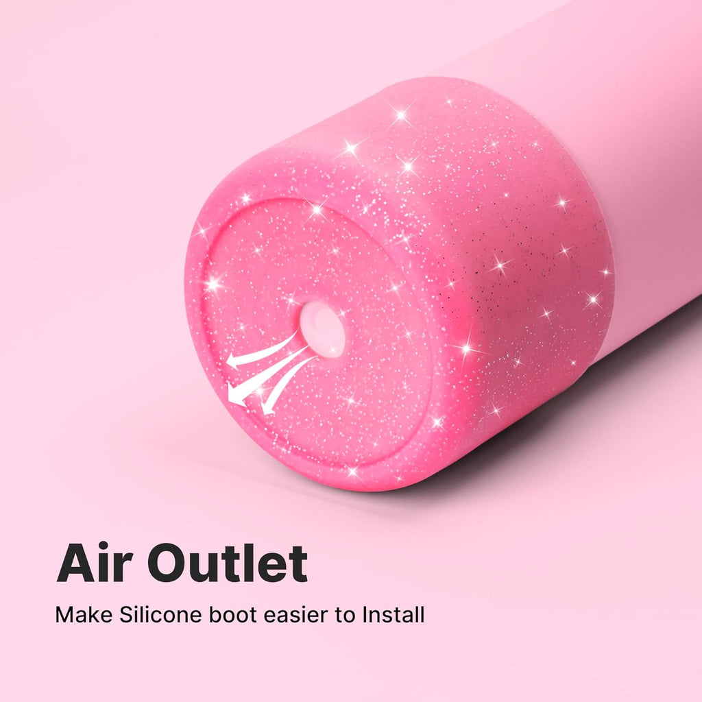Owala Silicone Water Bottle Boot - Anti-Slip Protective Sleeve for 40 oz Twist & FreeSip | Glitter Rose Red