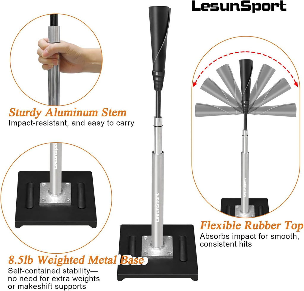 Skiennix Portable Baseball Batting Tee - Adjustable 24-46 Inches, Heavy-Duty Metal Base | Easy Assembly for Baseball, Softball, T-Ball