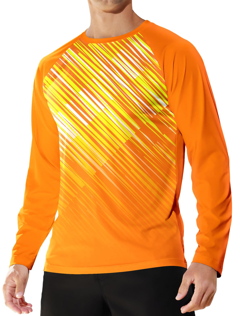 Men's Sun Protection UPF 50+ Long Sleeve Fishing Shirt for Men Quick Dry UV Rash Guard T-Shirt for Swim Running Athletic