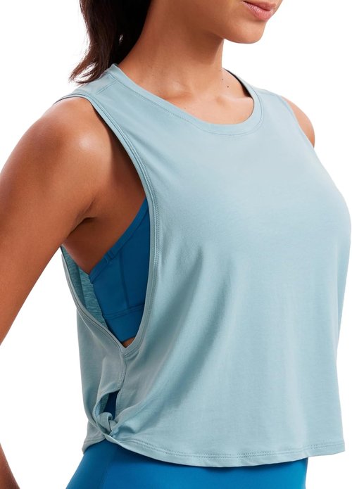CRZ YOGA Pima Cotton Tank Top for Women - Loose Fit Sleeveless Athletic Shirt | Perfect for Yoga & Gym