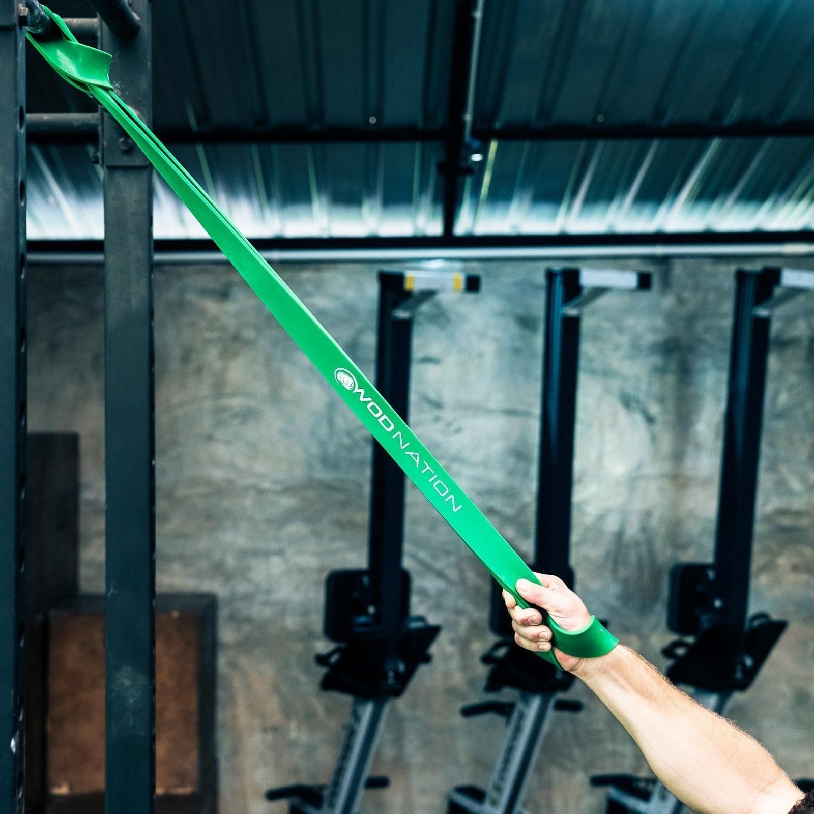 WOD Nation Pull-Up Assist Resistance Band - Assisted Pull-Up Training - Heavy Resistance Bands 50-125 - Stretch & Mobility with Green Stretch Strap - 41-Inch, Green, 50-125 lb