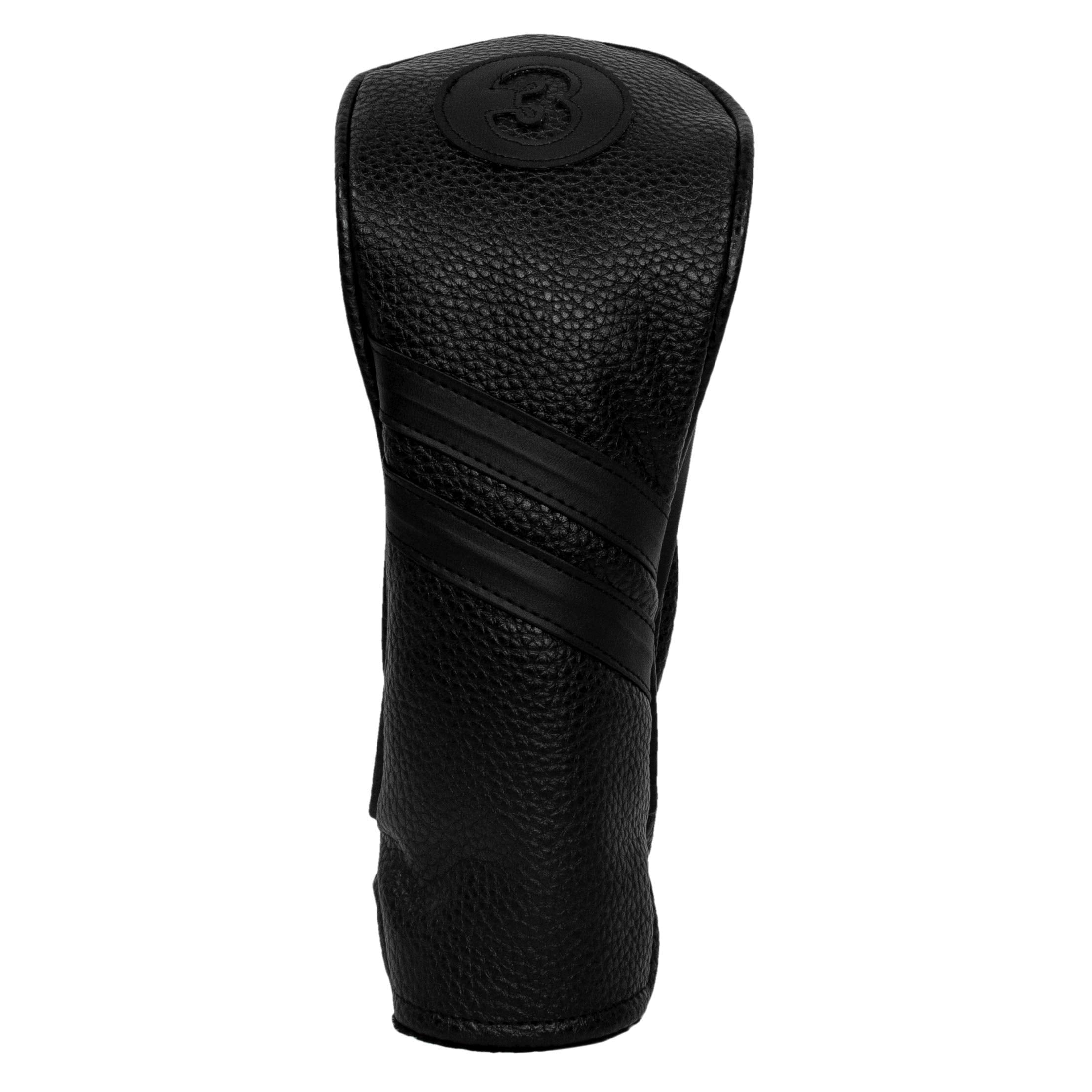ProActive Sports Vintage Golf Club Head Covers for Fairway Woods| 3 Wood Headcover | Classic Leather Look | Black/Black