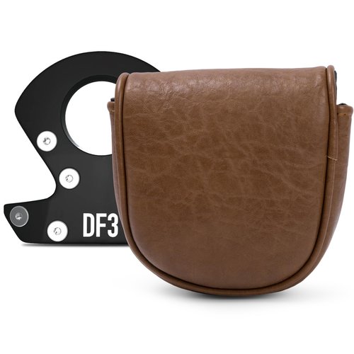 Golf Mallet Putter Cover Headcover, Magnetic Closure Premium Leather Birdie Golf Head Covers Fits Golf DF3 Putter - USA Mallet Putter Headcover (Brown)