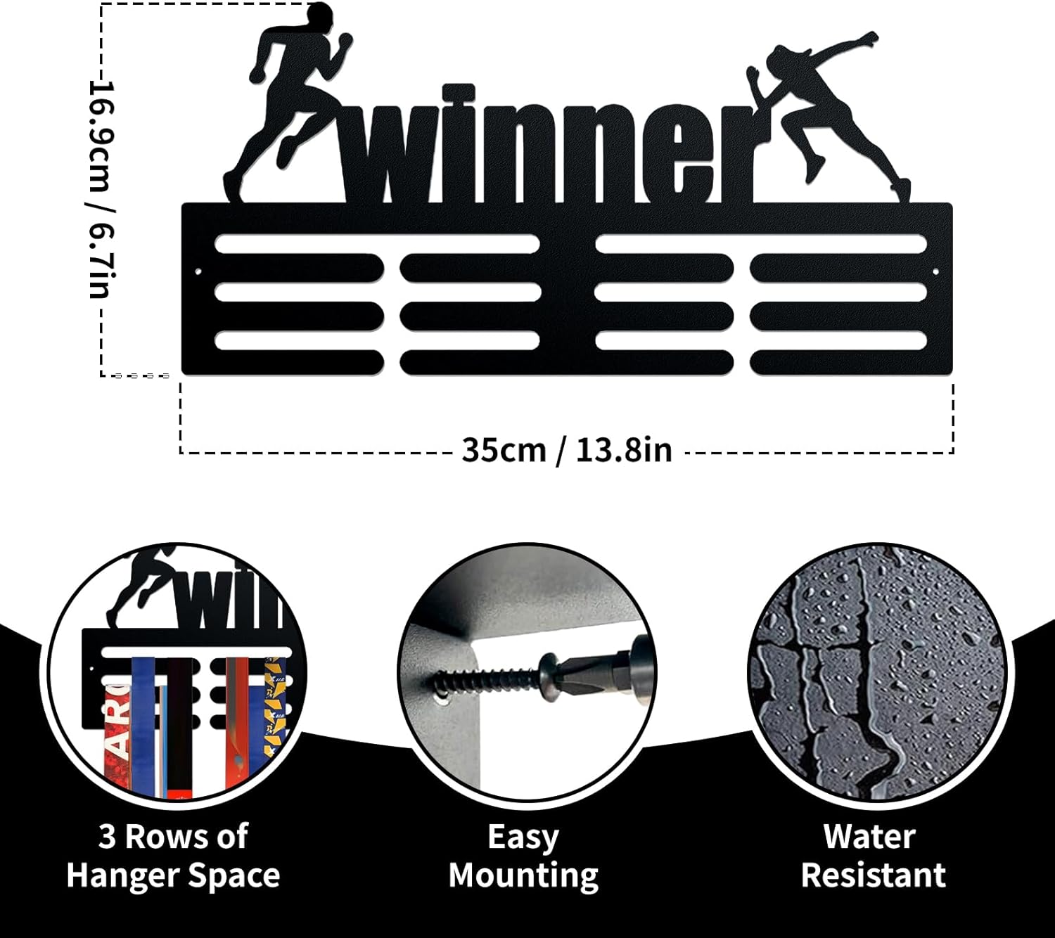 Premium Medal Display Rack by [Brand Name] - Wall Mount Sports Medal Holder for Athletic Achievements