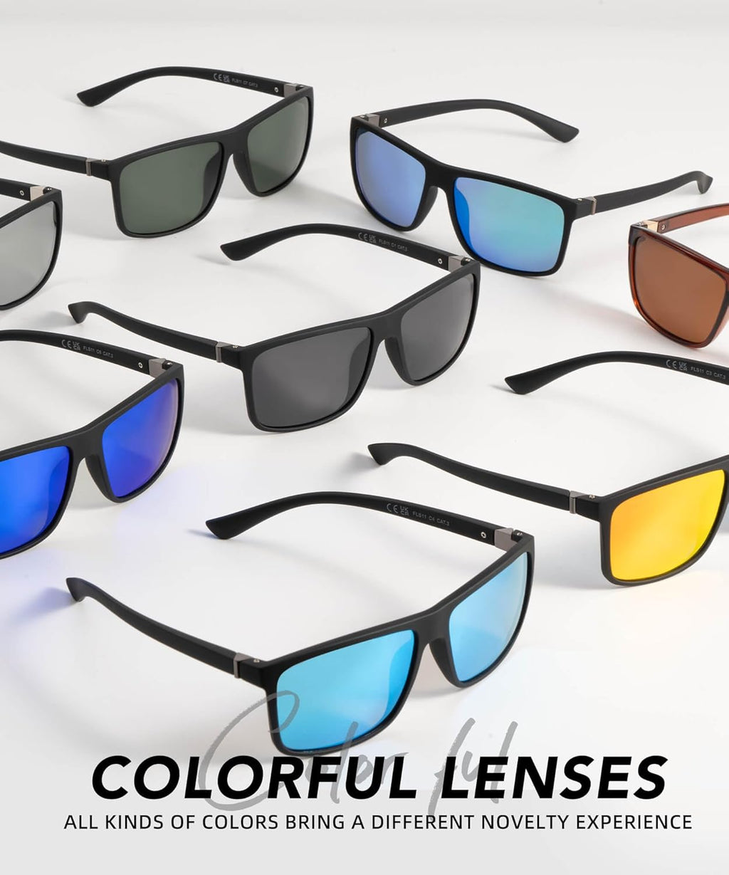 Polarized Sunglasses for Men - Rectangular Frame with UV400 Protection | Stylish Sports Eyewear