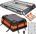 FIVKLEMNZ Waterproof Car Rooftop Cargo Carrier Bag - Anti-Slip Mat, Reinforced Straps & Luggage Lock