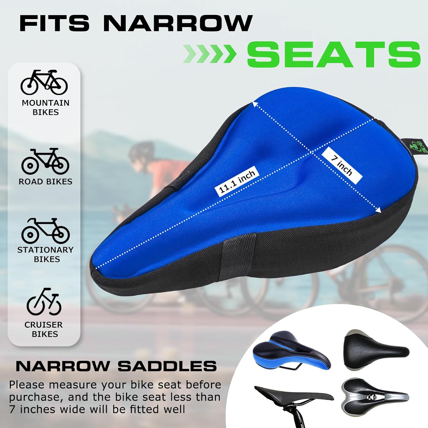 Zacro Bike Seat Cushion - Gel Padded Cover for Ultimate Comfort | Fits Peloton & Indoor/Outdoor Bikes