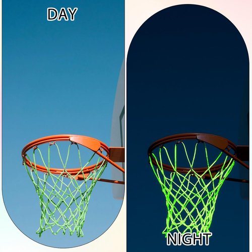 Nightlight Basketball Net - Portable Luminous Nylon Basketball Net for All Weather | 12 Loops