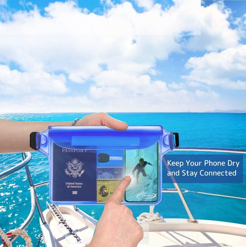 AiRunTech Waterproof Pouch - 2 Pack Waist Strap for Safe & Dry Phone Storage | Ideal for Beach, Boating & Water Activities