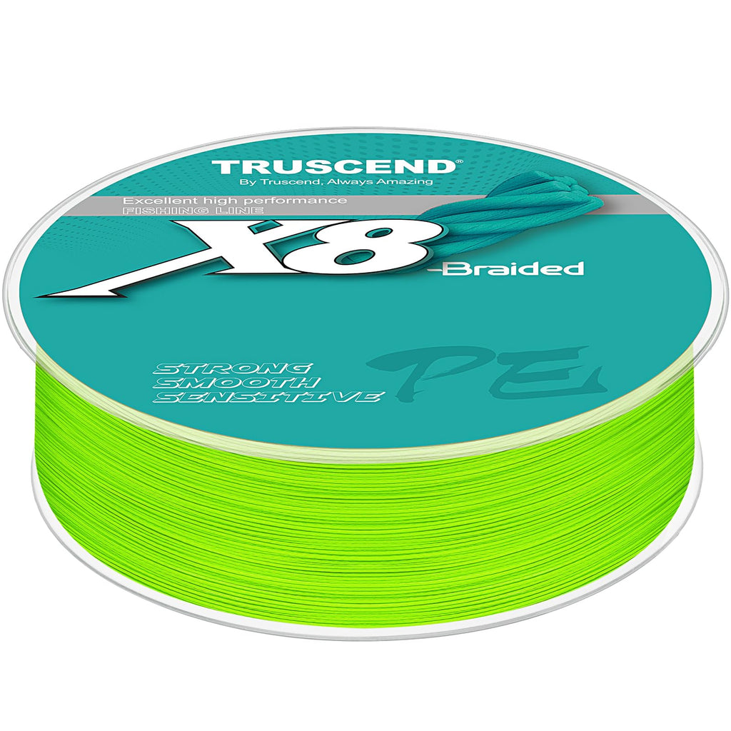 TRUSCEND X8 Braided Fishing Line, Upgraded Spin Braid Fishing Line, Smooth and Ultra Thin Braided Line, Fishing Wire Super Strength and Abrasion Resistant, No Stretch and Low Memory 55lb-547yds