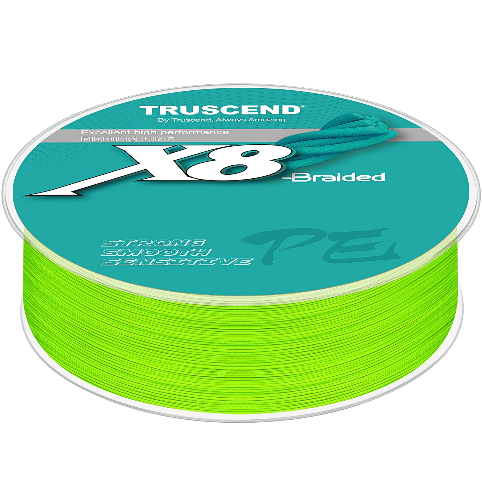 TRUSCEND X8 Braided Fishing Line, Upgraded Spin Braid Fishing Line, Smooth and Ultra Thin Braided Line, Fishing Wire Super Strength and Abrasion Resistant, No Stretch and Low Memory 55lb-547yds