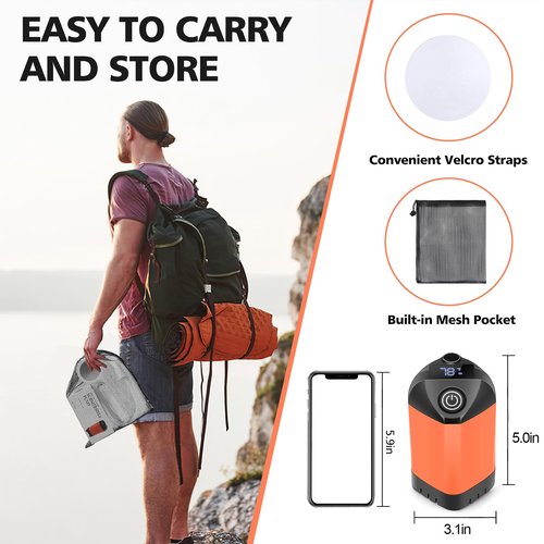 B013 Portable Shower for Camping, 7800mAh Rechargeable Camping Shower with 3 Spray Modes, IPX7 Waterproof Portable Shower Pump for Outdoor (Orange)