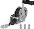 Skiennix Boat Trailer Winch - 1600 LB Heavy Duty Manual Winch with 26FT Strap & Hook