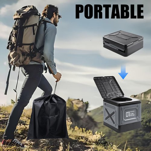SJUX Portable Toilet for Adults, Collapsible Travel Toilet for Camping, Car, Boat & Emergency Use – Lightweight Folding Potty with Lid & Bag, Compact for Outdoor & RV