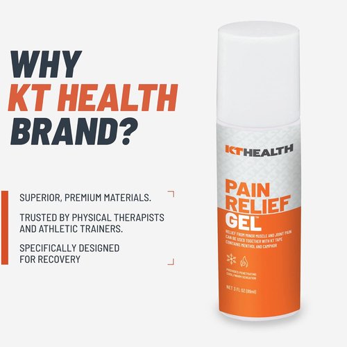 KT Tape Pain Relief Gel - Time-Released Topical Solution for Back Pain, Sciatica & Arthritis | 3.0 oz Roll-On
