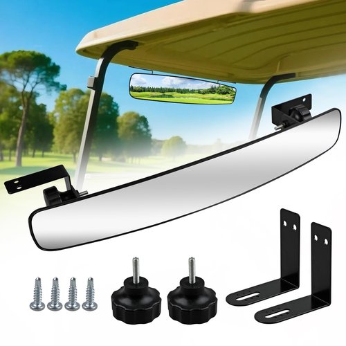 AWELCRAFT Golf Cart Rear View Mirror - 16.5" Wide 180° Panoramic, Easy Installation for EZGO, Club Car, Yamaha & Other Golf Carts