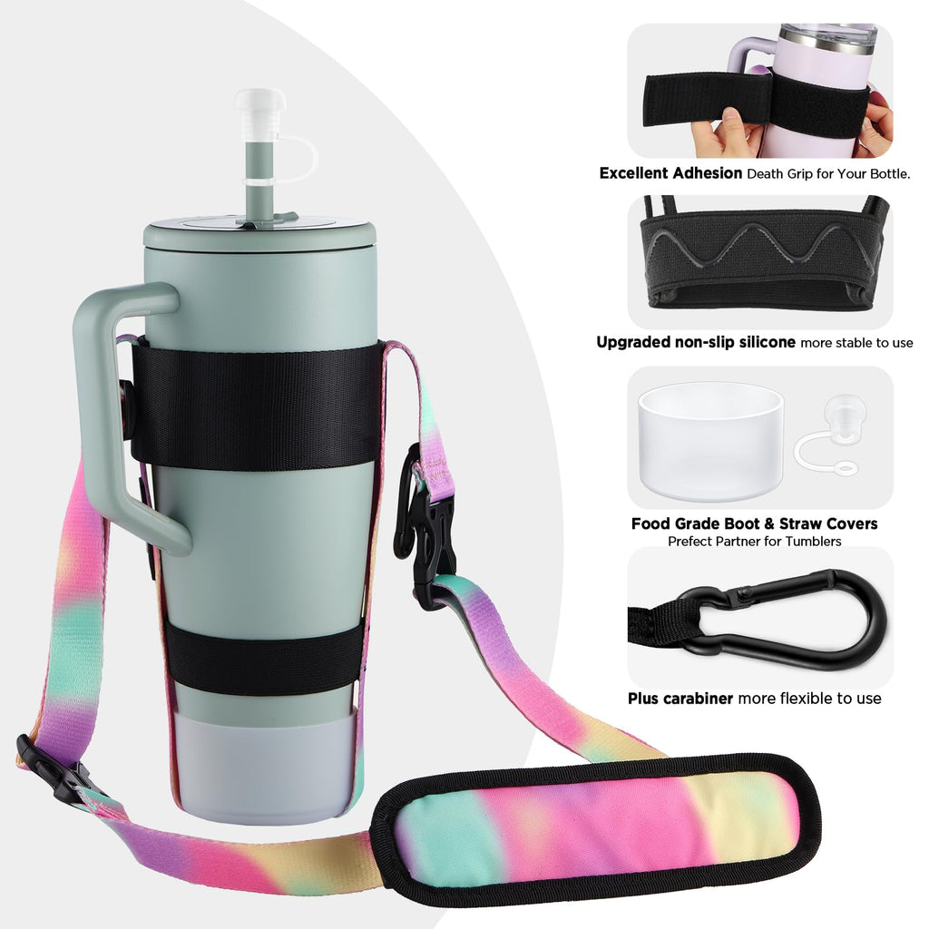 EasyAcc Water Bottle Holder Strap Sling, for Owala FreeSip 24 32 40 oz, Hydro Flask, Cirkul, Yeti, Stanley Flip, Universal Water Bottles, with Carabiner, for Walking Curise Travel (Bottle Excluded)