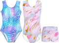Domusgo Girls Gymnastics Leotards - Green Leopard & Pink Tie Dye | Size 6-7 Years Old