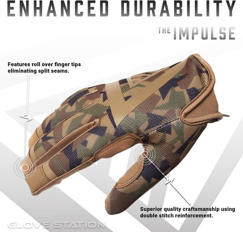 Glove Station Impulse 1.0 Touchscreen Gloves for Men - Suede Leather & Spandex for Motorcycle, Airsoft, Work