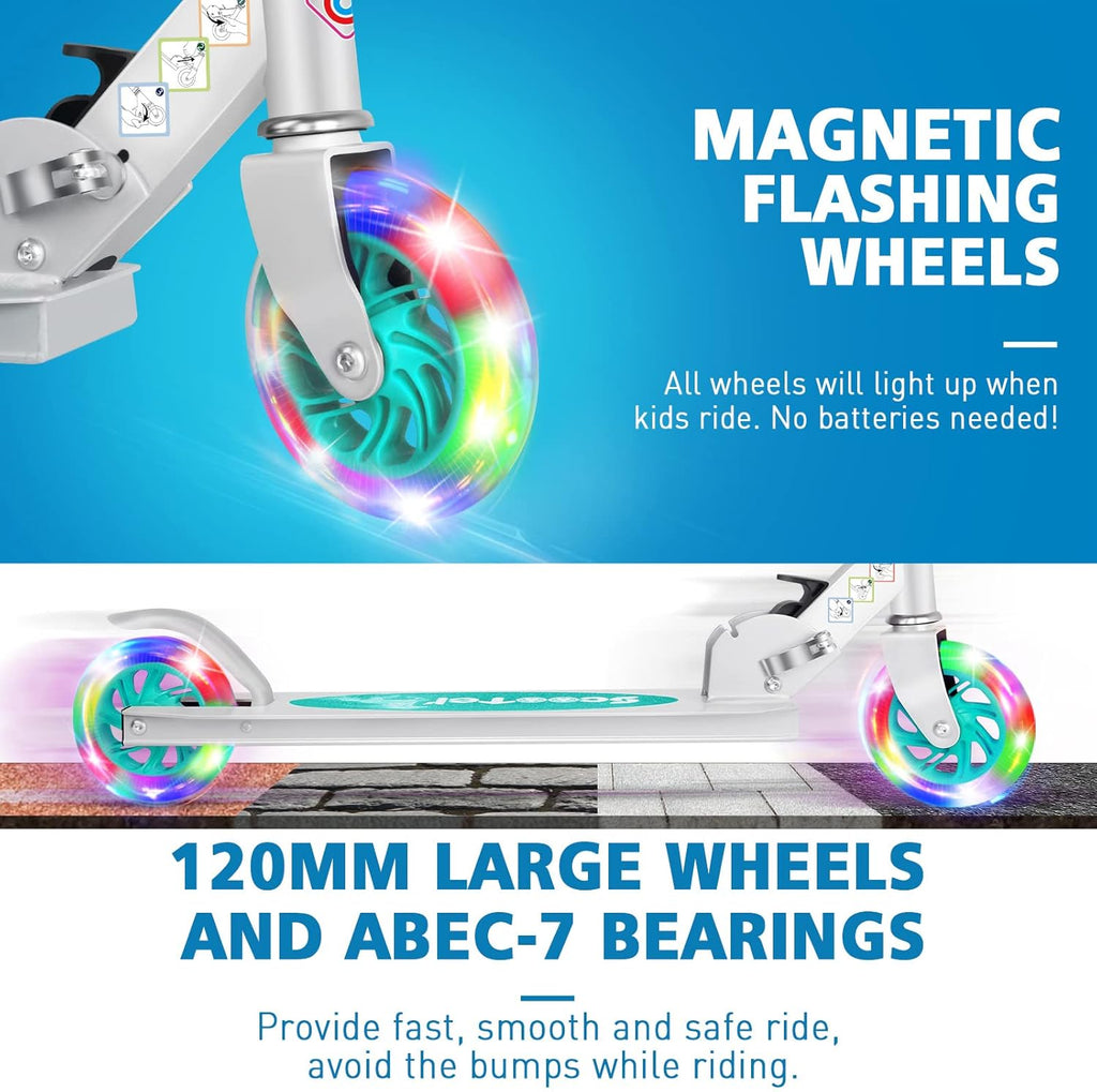 BELEEV V1 Kick Scooter for Kids - 2 Wheel Folding Design, Adjustable Height, Light Up Wheels | Ages 3-12