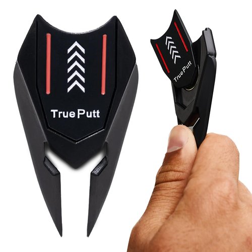 Ghost Golf Divot Tool - 5-in-1 Divot Repair Tool & Ball Marker Alignment Aid - Fix Pitch Marks on The Green - Club Rest & Groove Cleaner - Golf Equipment for Men & Women - Black