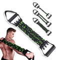 Natural Latex 3-Hole Resistance Stretcher Chest Expander - Adjustable 35/70/105 LBS Strength Bands for Men,Portable Gym Equipment with Handles for Full-Body Training-Green