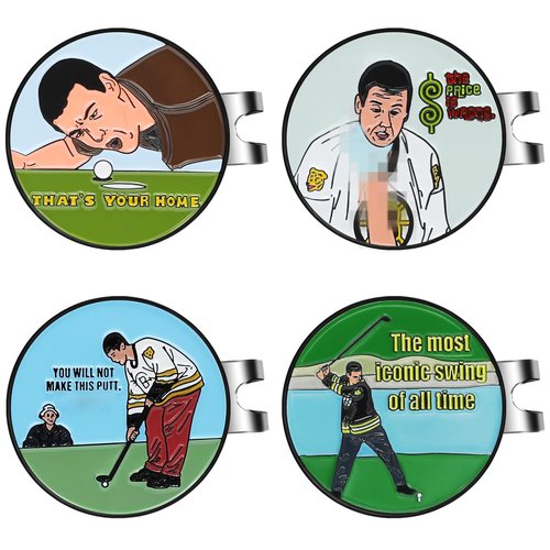 JIAOWEI Enamel Golf Ball Marker with Magnetic Hat Clip - Great Golf Gifts for Men and Women Golfers(4-Pack)