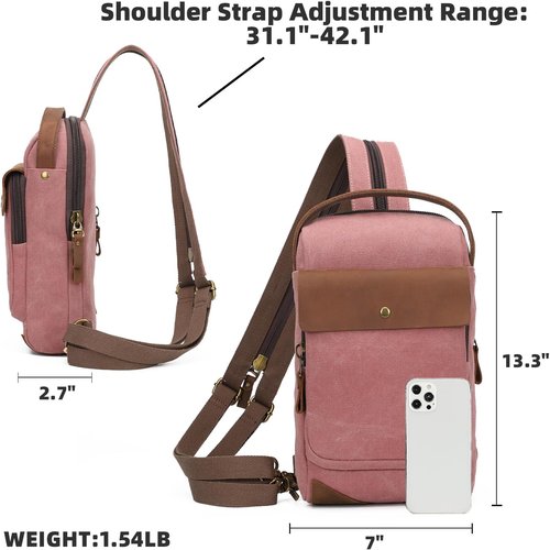 KL928 Canvas Sling Bag - Casual Crossbody Backpack for Men & Women | Rust Red Travel Rucksack