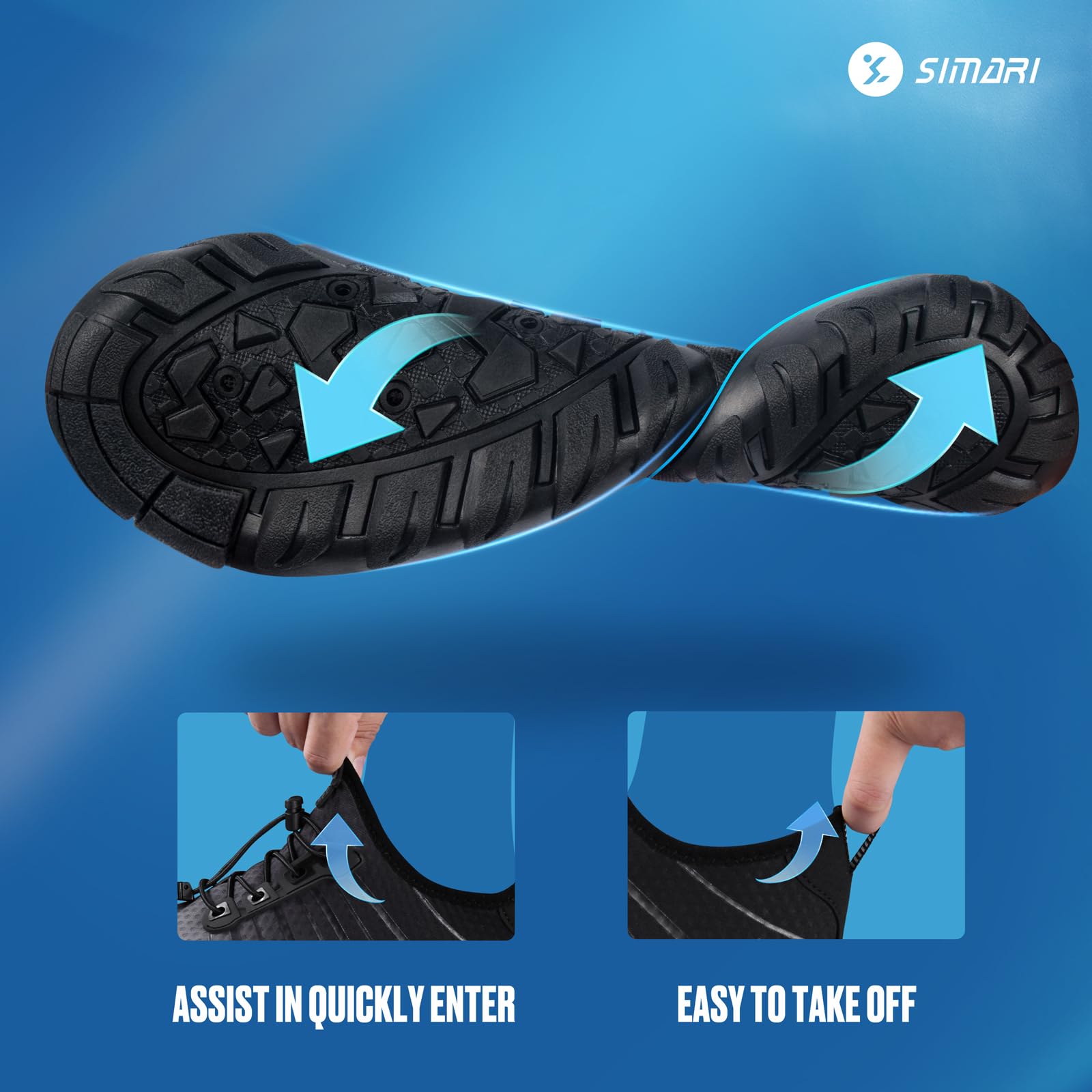 SIMARI Water Shoes for Women Men - Barefoot Quick-Dry Aqua Socks | Lightweight Swim Shoes for Surfing, Swimming, Beach Sports, Kayaking, Diving | Non-Slip Design