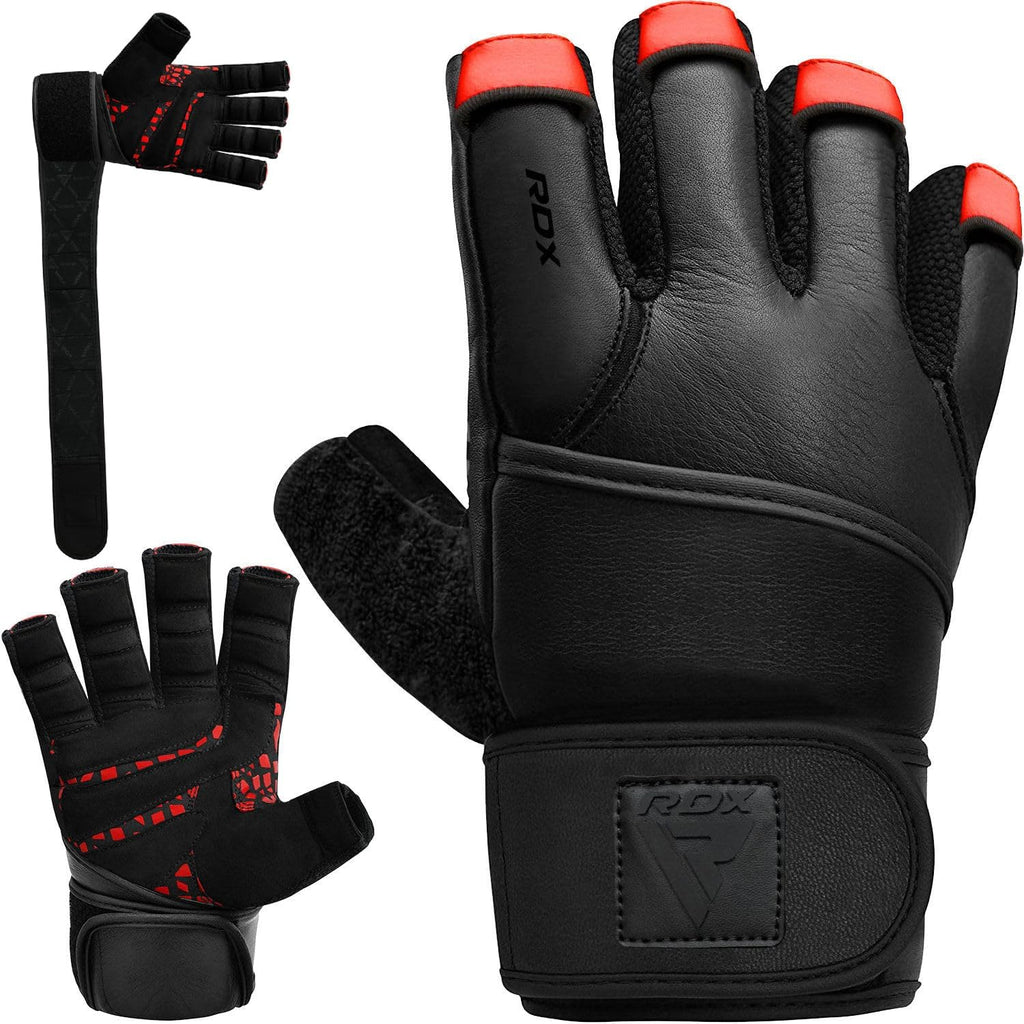 RDX Weight Lifting Gloves - Maya Hide Leather with 50CM Wrist Support for Full Palm Protection | Ideal for Powerlifting & Bodybuilding