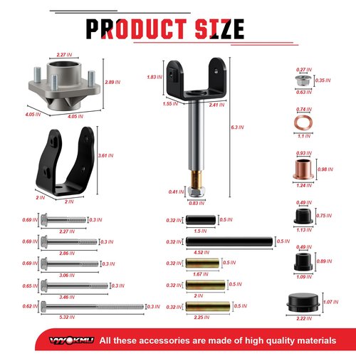 Club Car Precedent Deluxe Repair Kit, 2004-UP Golf Cart Front End Kit for Precedent, Club Car Repair Kit Front Wheel Hub King Pin Bearing Bushings Sets, Replace OEM# 102287201 103638601 103638801
