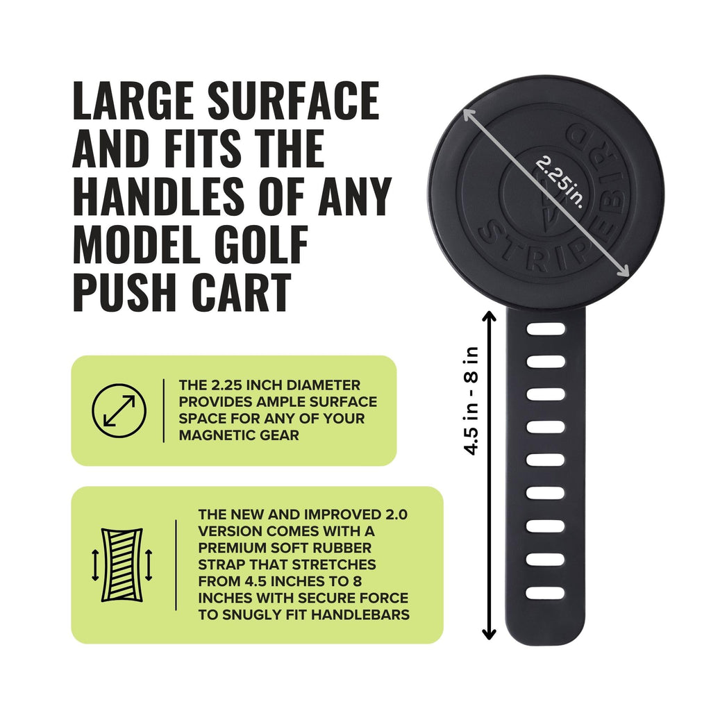 Stripebird - 2.0 Golf Push Cart Mount for Magnetic Accessories (Black) - Push Cart Strap for Quick and Easy Access of Golf Gear - Cell Phone Holder for Golf Cart - Phone Holder for Golf Cart