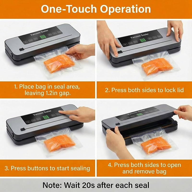 Myplinar Food Sealer Vacuum Sealer Machine with 30 Bags, Built-In Cutter 6-in-1