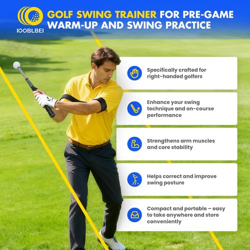 IOOBLBEI Retractable Golf Swing Trainer, Golf Training Aid & Golf Grip Trainer for Right-Handed Golfer, Strength & Tempo Stick Training, Telescopic Club for Beginners Chipping Hitting Practice