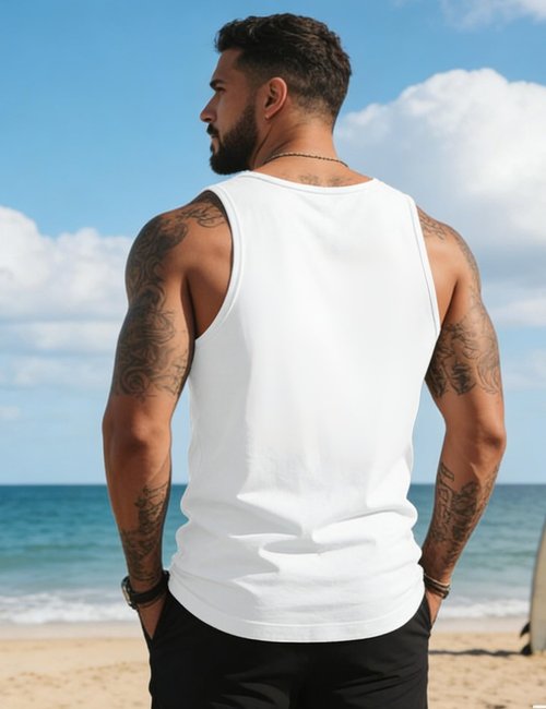 Gosuif Tank Tops Men Graphic Mens Beach Tank Tops for Men Summer Palm Tree Printed Hawaiian Sleeveless Workout Shirts for Men Muscle Gym Running Tank Top for Men White X-Large