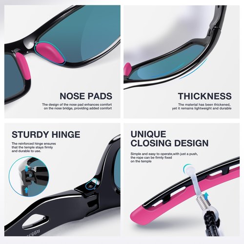 RIVBOS Womens Sunglasses Polarized TR90 Unbreakable Frame Sports Driving Fishing Cycling RB833-Black&Pink