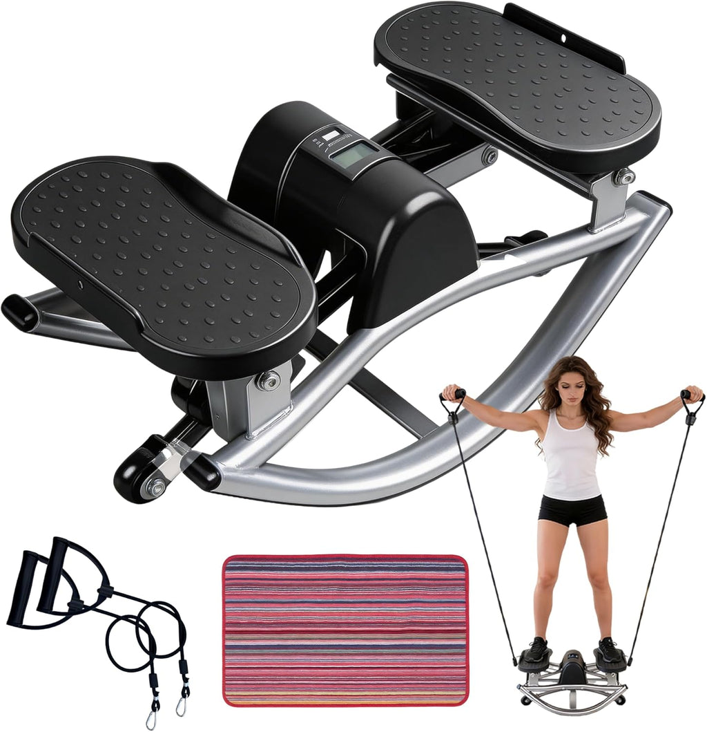 Rock Stepper | Low Impact Side-to-Side Workout Machine - 330LBS Capacity with Resistance Bands & Non-Slip Mat