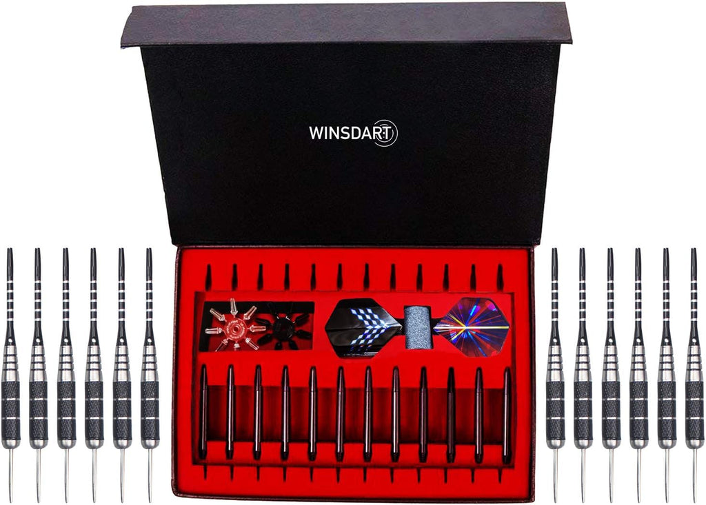 WINSDART Professional Metal Darts Set - Steel Tip Darts with Nonslip Iron Barrel & Aluminum Shafts | Gift Box Included