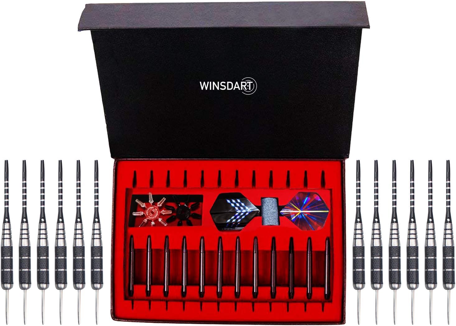 WINSDART Professional Metal Darts Set - Steel Tip Darts with Nonslip Iron Barrel & Aluminum Shafts | Gift Box Included