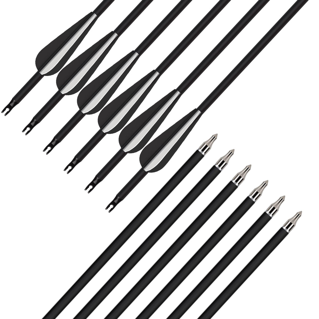 NorthSpoor 30Inch 14Pcs Carbon Arrow with Removable Tips Shaft Spine 500 for Both Compound Bow and Recurve Bows